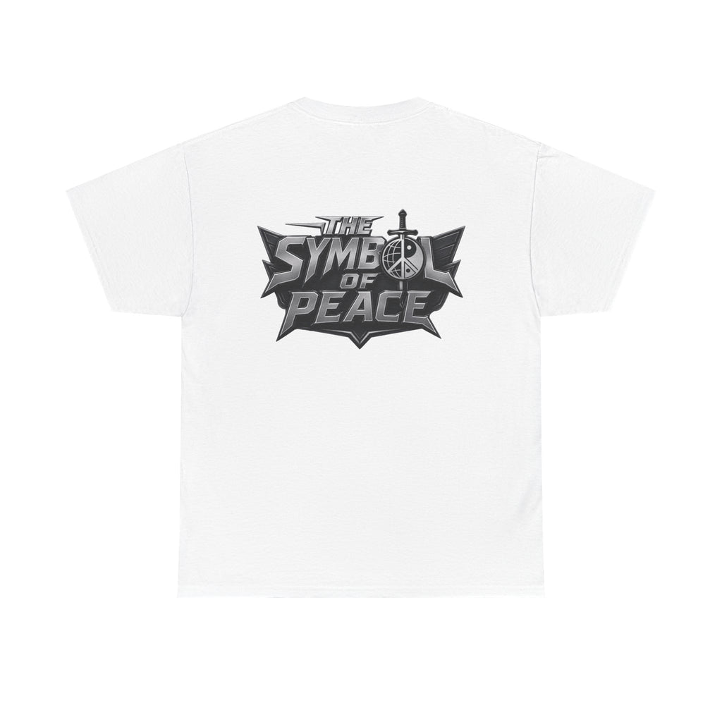 Symbol of Peace Graphic Tee — Sword & Shield Logo T‑Shirt