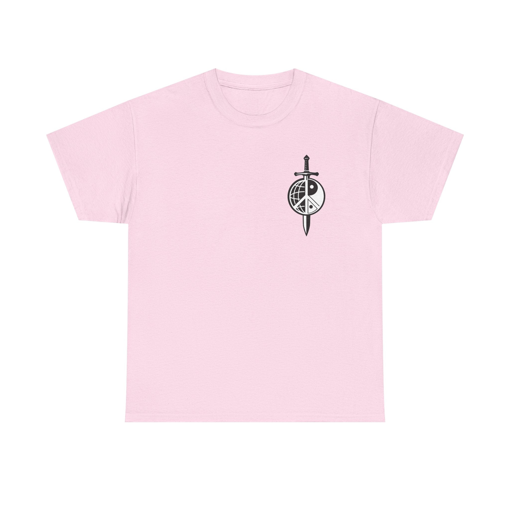 Symbol of Peace Graphic Tee — Sword & Shield Logo T‑Shirt