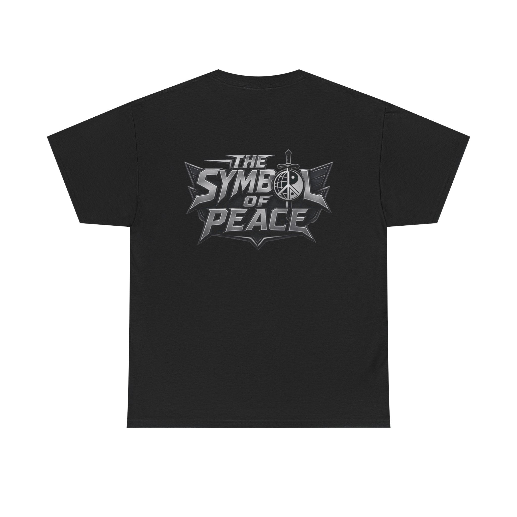 Symbol of Peace Graphic Tee — Sword & Shield Logo T‑Shirt