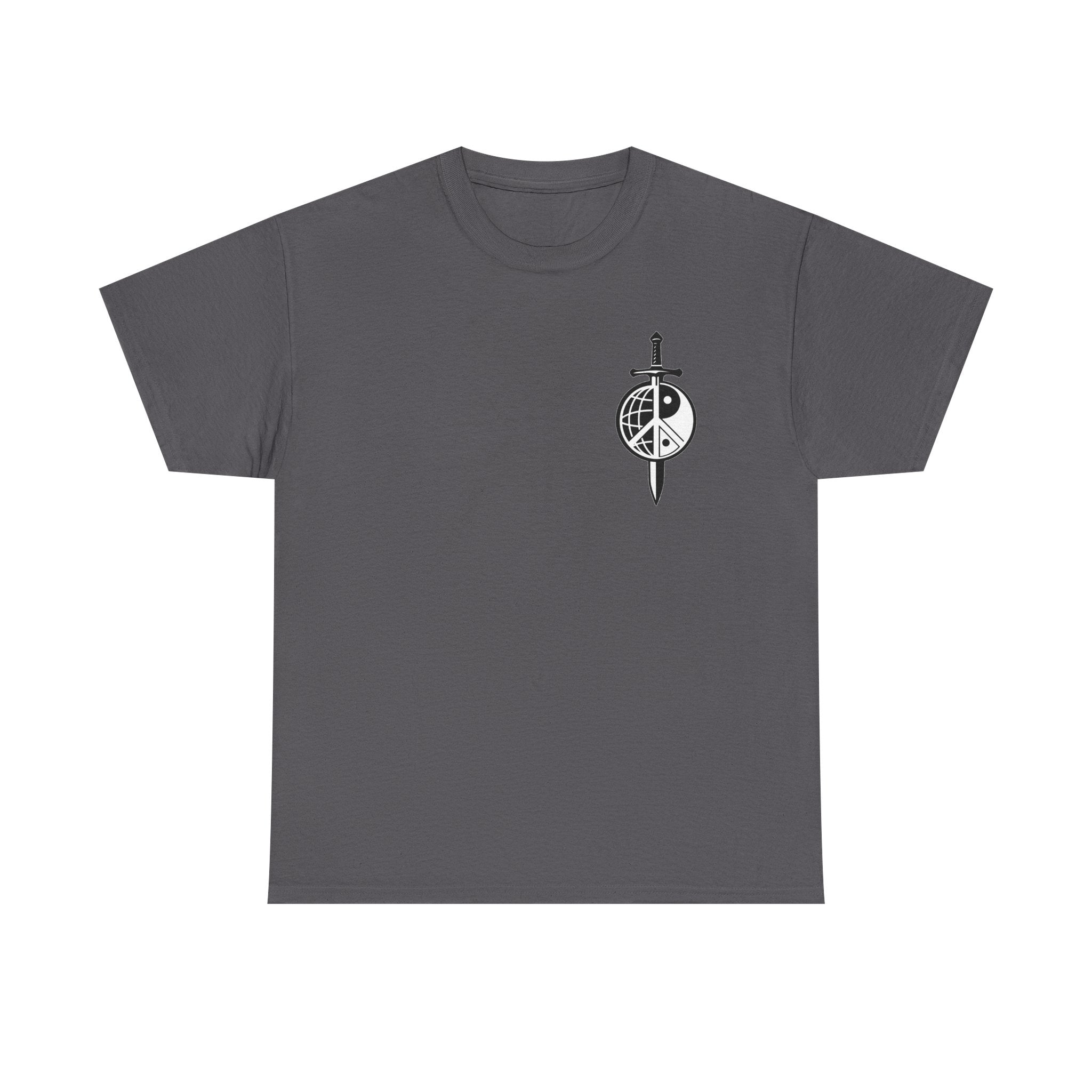 Symbol of Peace Graphic Tee — Sword & Shield Logo T‑Shirt