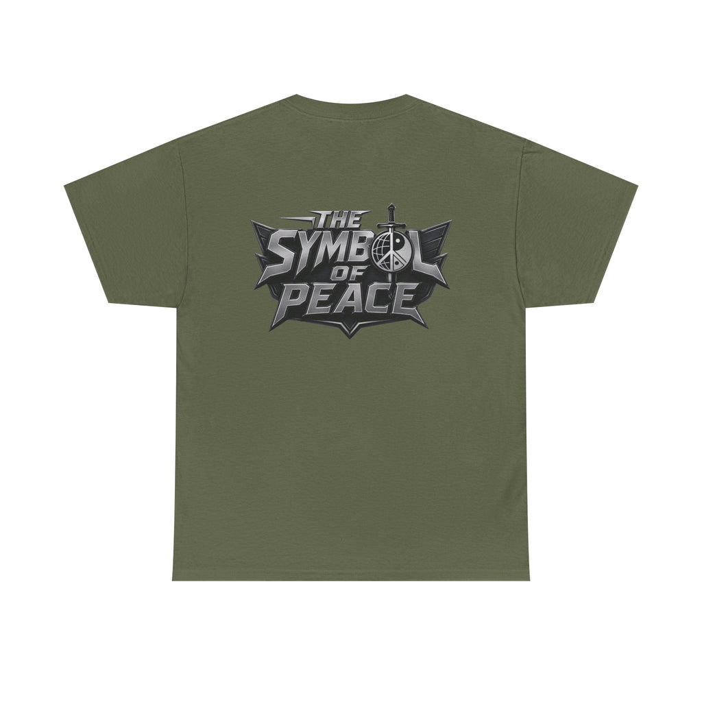 Symbol of Peace Graphic Tee — Sword & Shield Logo T‑Shirt