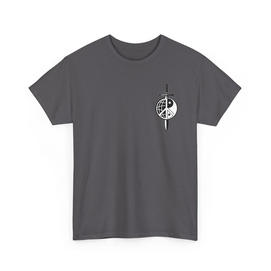 Symbol of Peace Graphic Tee — Sword & Shield Logo T‑Shirt