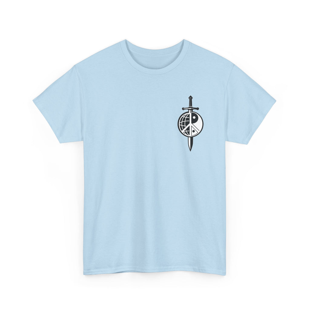 Symbol of Peace Graphic Tee — Sword & Shield Logo T‑Shirt