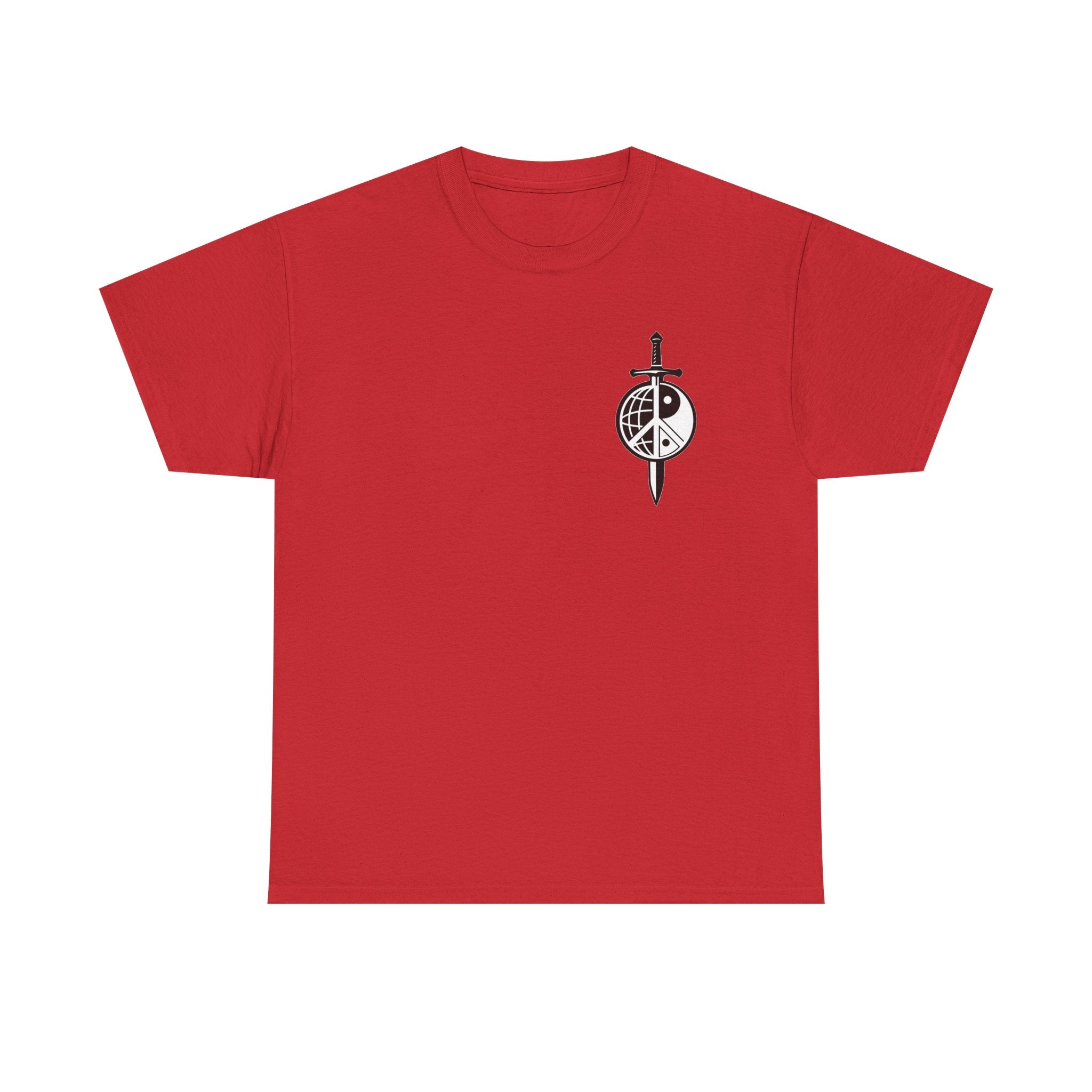 Symbol of Peace Graphic Tee — Sword & Shield Logo T‑Shirt