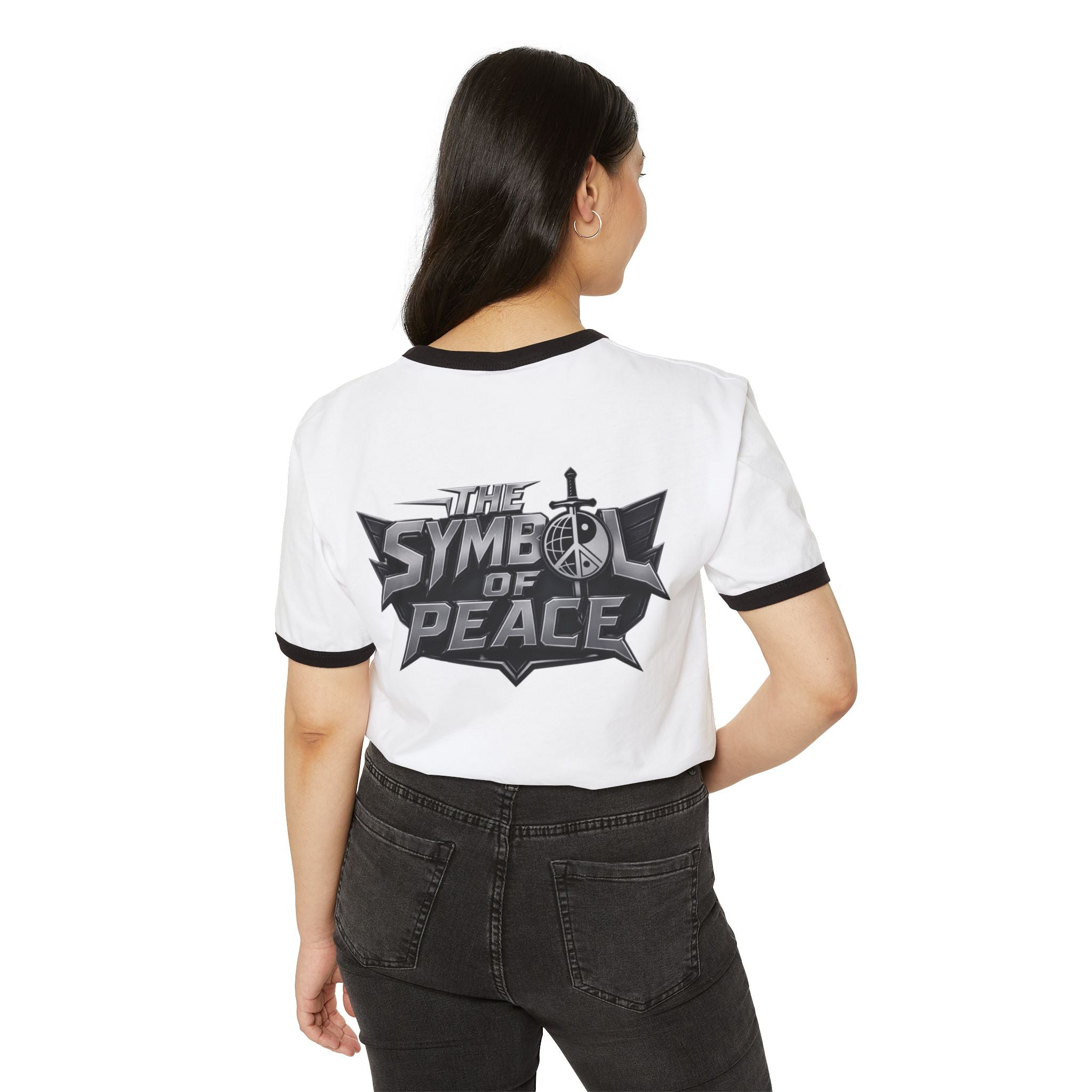 Sword & Peace Ringer T-Shirt — "The Symbol of Peace" Graphic Tee