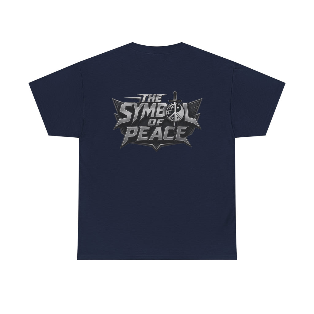 Symbol of Peace Graphic Tee — Sword & Shield Logo T‑Shirt