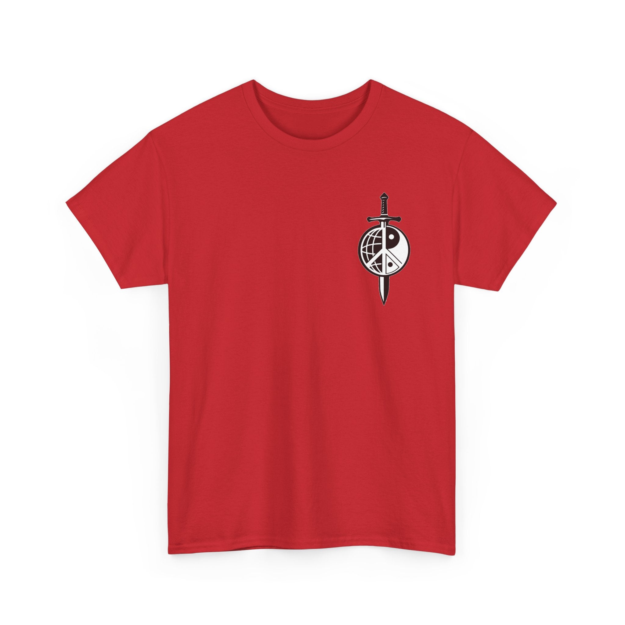 Symbol of Peace Graphic Tee — Sword & Shield Logo T‑Shirt