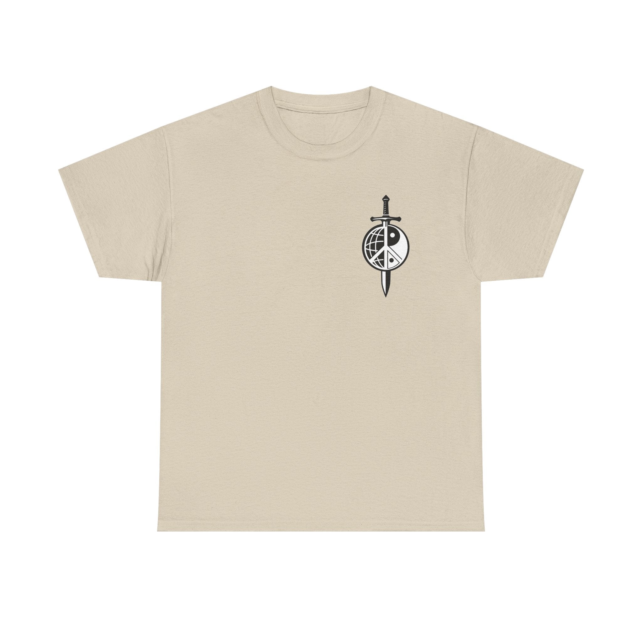 Symbol of Peace Graphic Tee — Sword & Shield Logo T‑Shirt