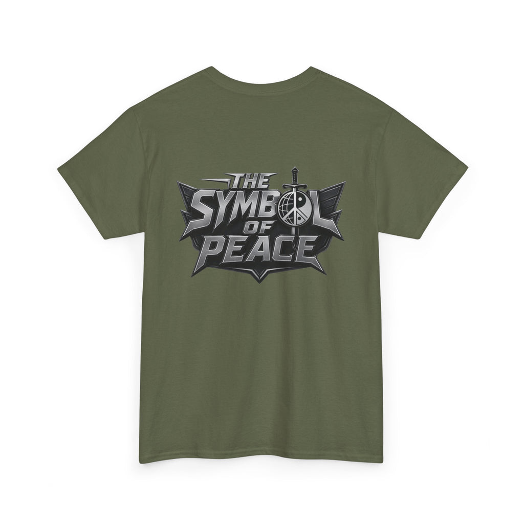 Symbol of Peace Graphic Tee — Sword & Shield Logo T‑Shirt