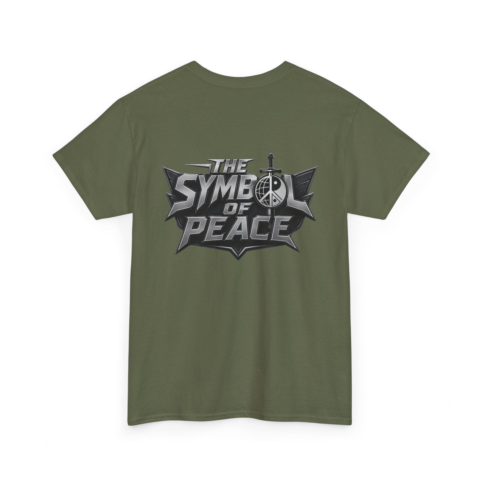 Symbol of Peace Graphic Tee — Sword & Shield Logo T‑Shirt