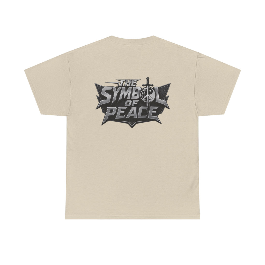 Symbol of Peace Graphic Tee — Sword & Shield Logo T‑Shirt