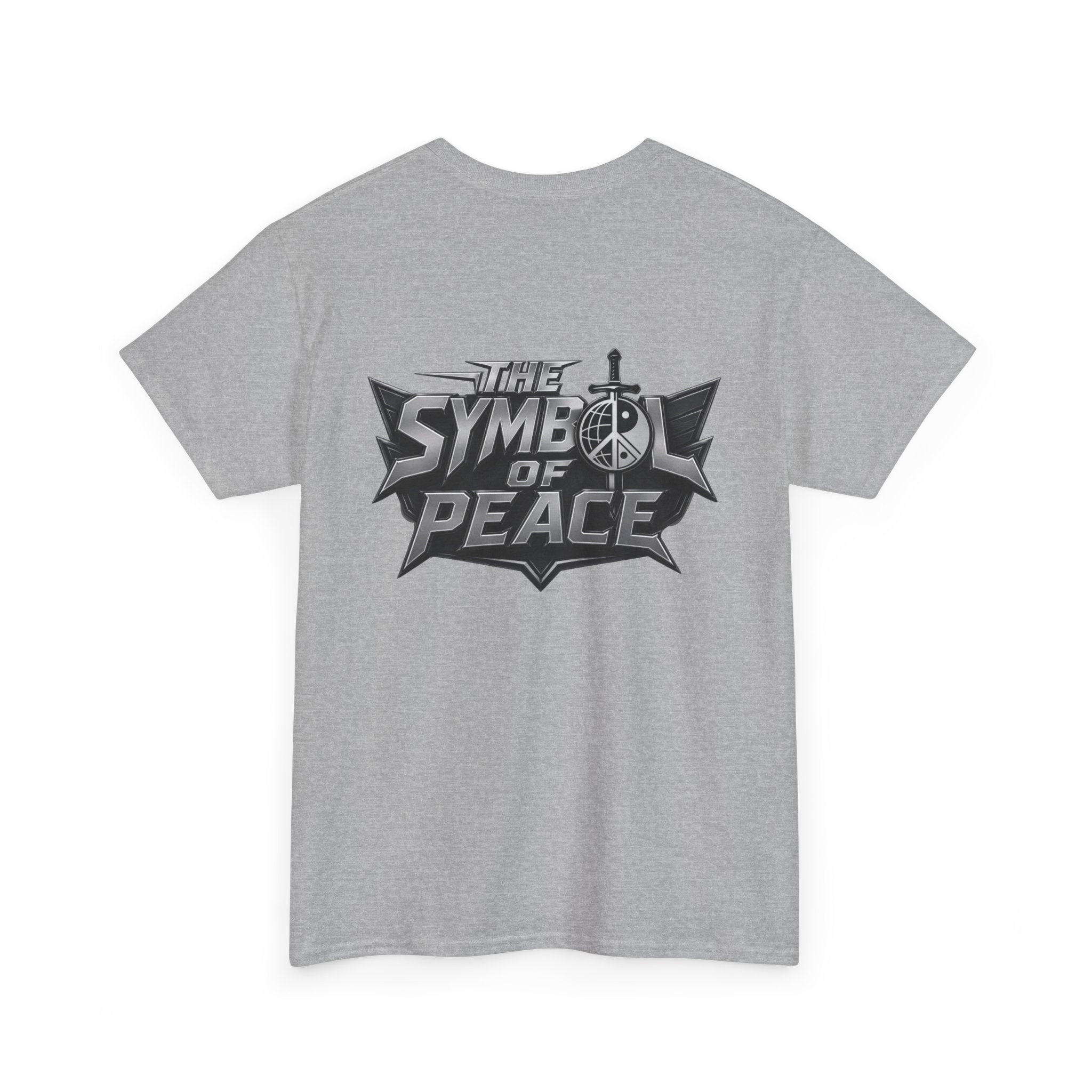Symbol of Peace Graphic Tee — Sword & Shield Logo T‑Shirt