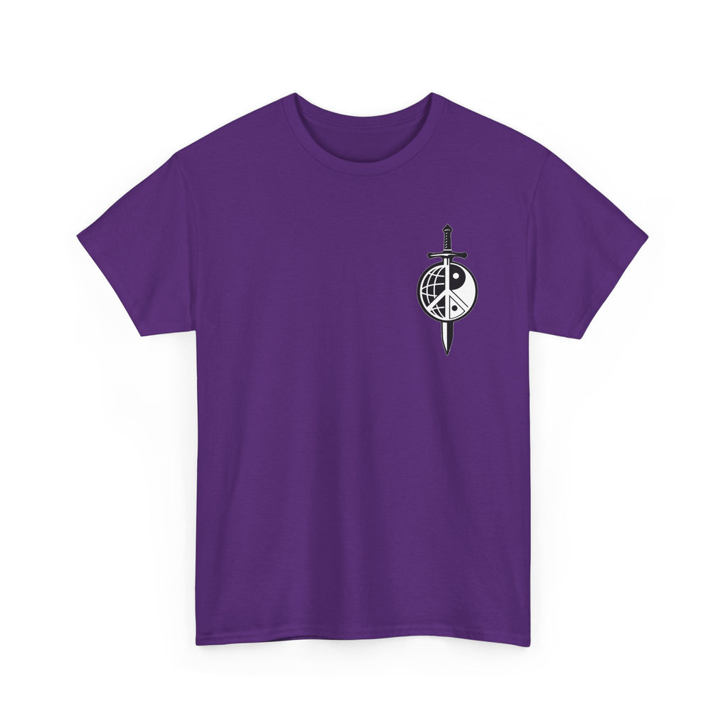Symbol of Peace Graphic Tee — Sword & Shield Logo T‑Shirt
