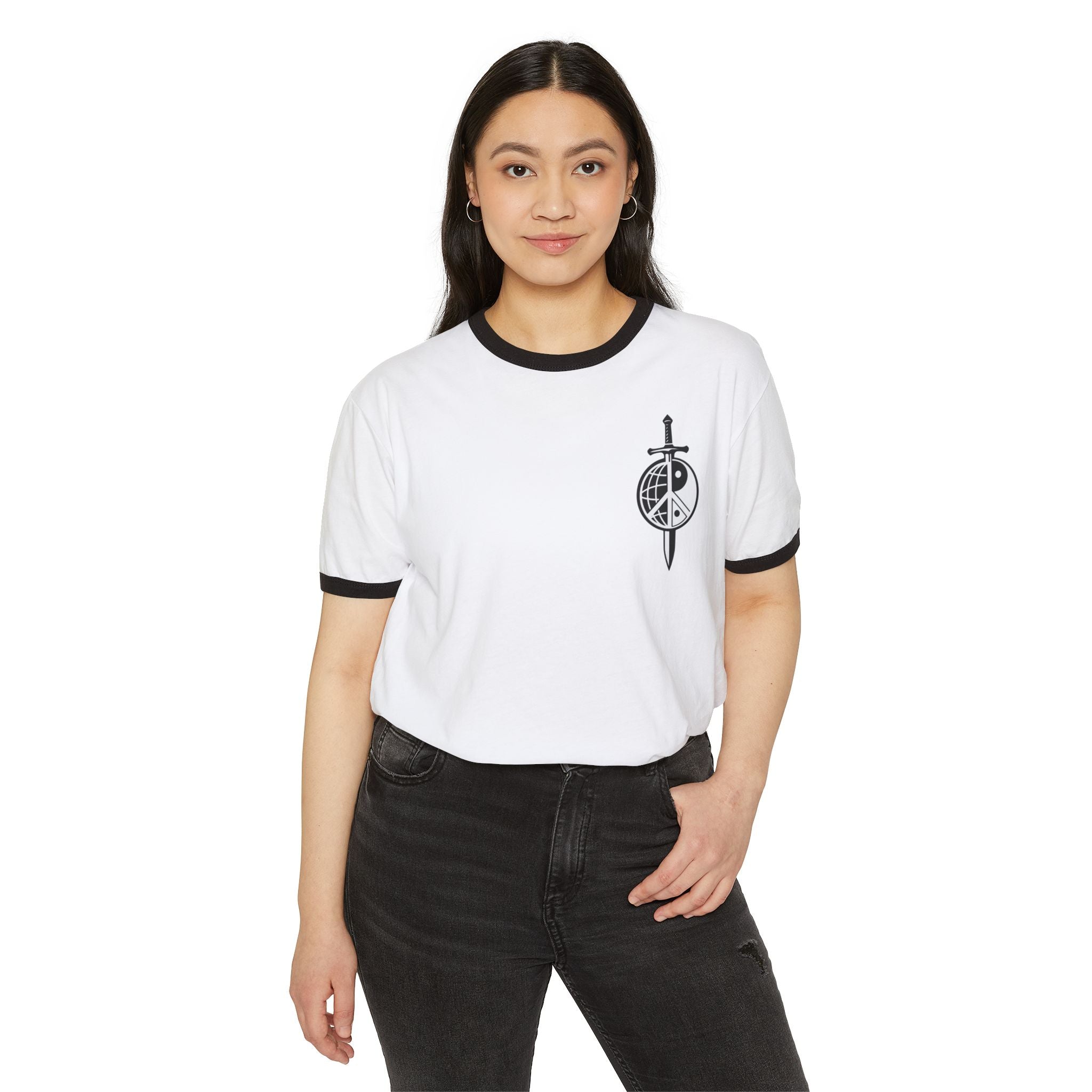 Sword & Peace Ringer T-Shirt — "The Symbol of Peace" Graphic Tee