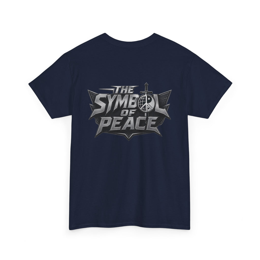 Symbol of Peace Graphic Tee — Sword & Shield Logo T‑Shirt
