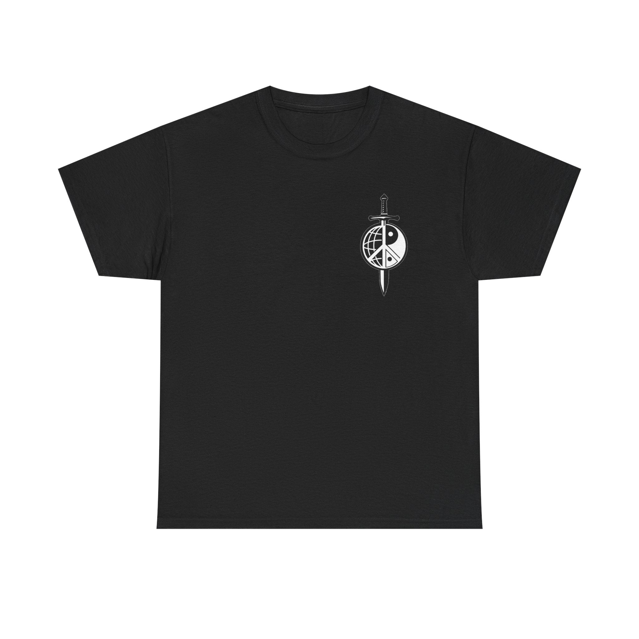 Symbol of Peace Graphic Tee — Sword & Shield Logo T‑Shirt