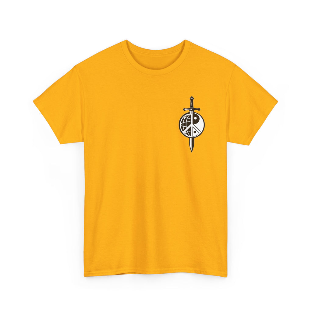 Symbol of Peace Graphic Tee — Sword & Shield Logo T‑Shirt