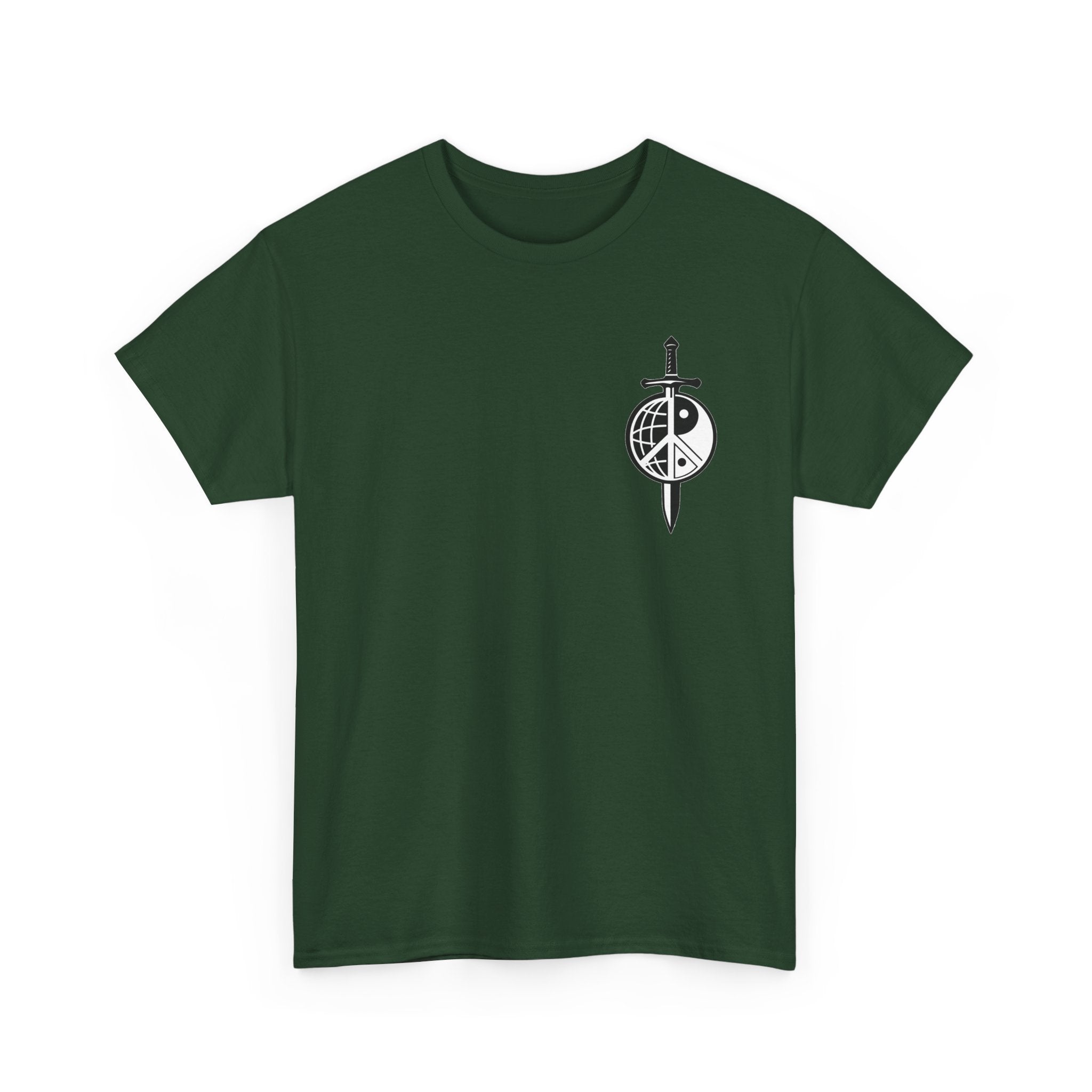 Symbol of Peace Graphic Tee — Sword & Shield Logo T‑Shirt