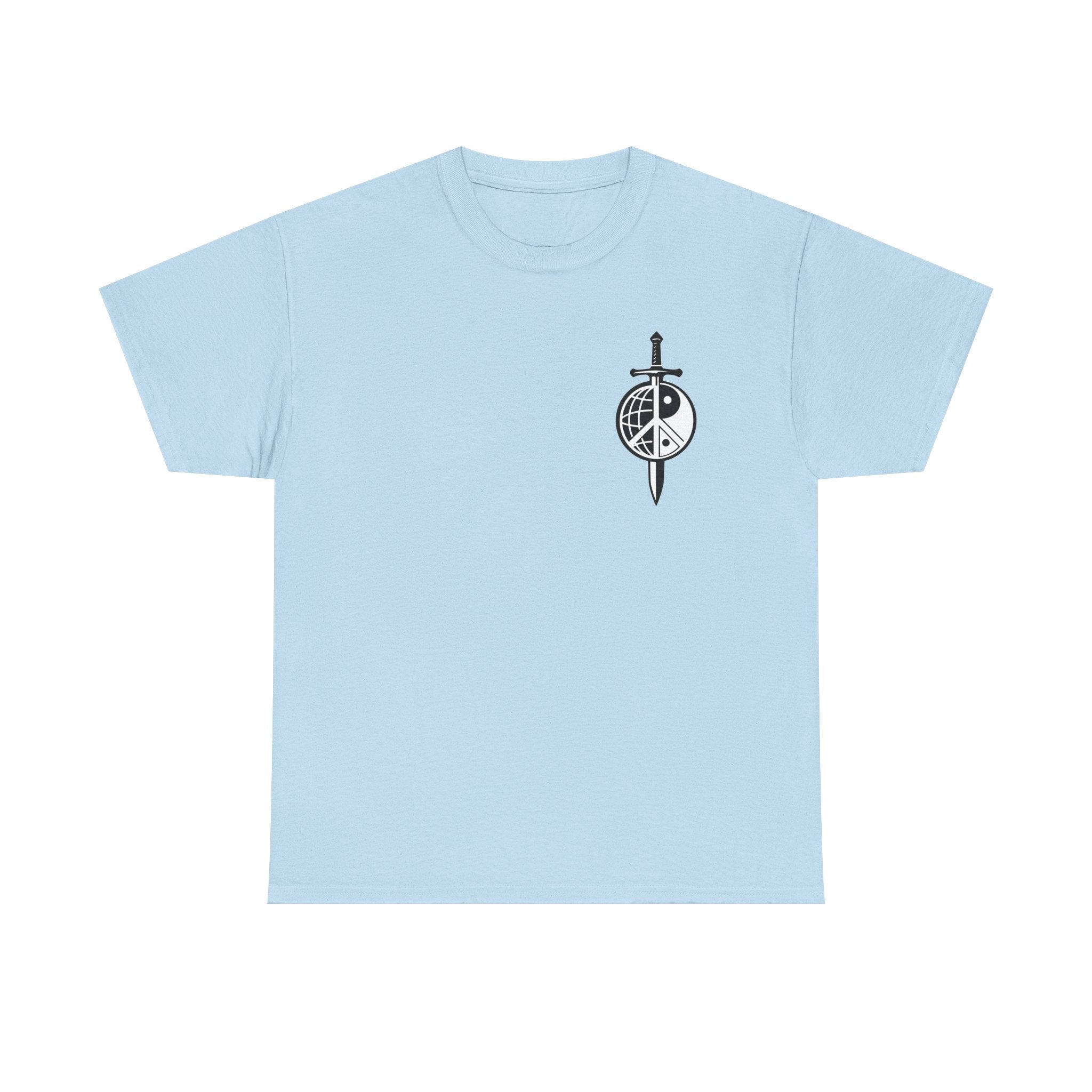 Symbol of Peace Graphic Tee — Sword & Shield Logo T‑Shirt