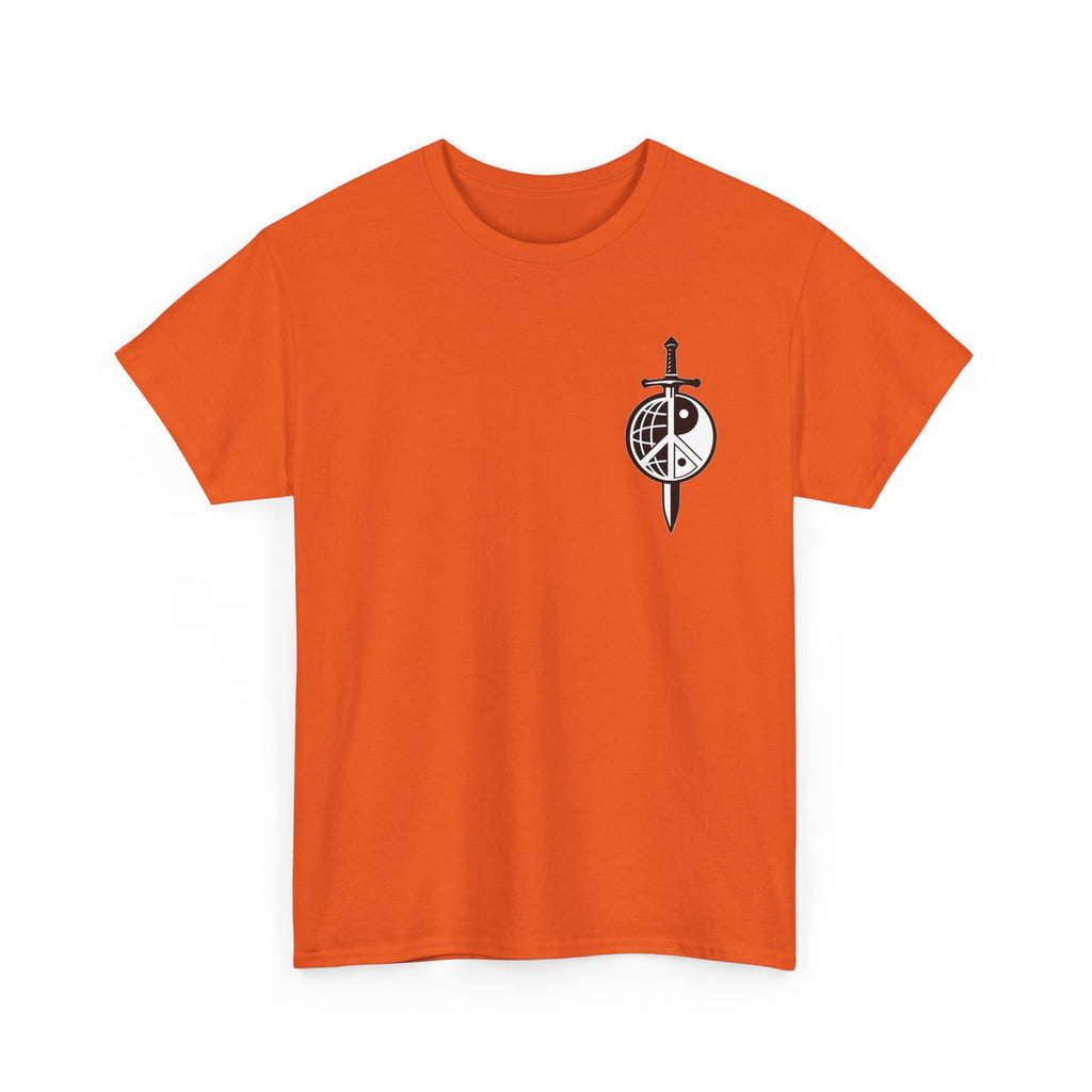 Symbol of Peace Graphic Tee — Sword & Shield Logo T‑Shirt