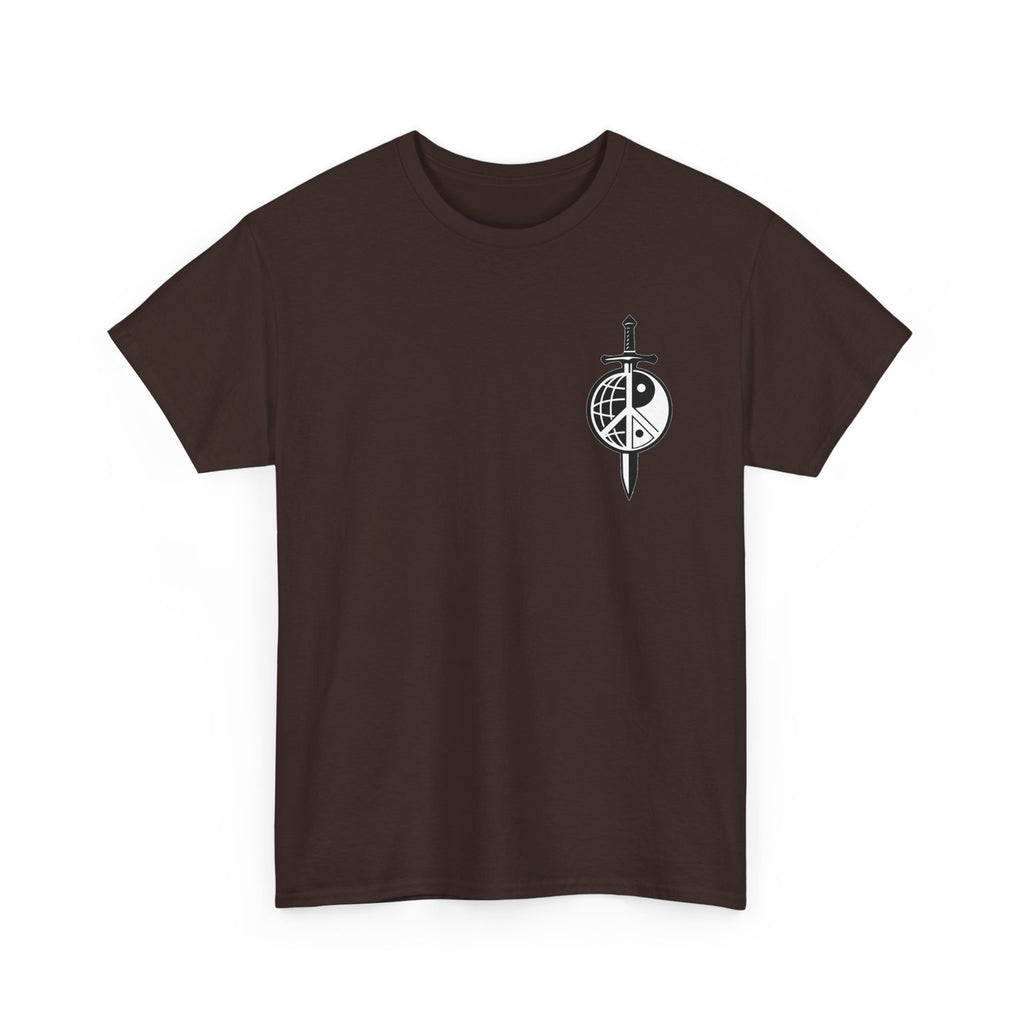 Symbol of Peace Graphic Tee — Sword & Shield Logo T‑Shirt