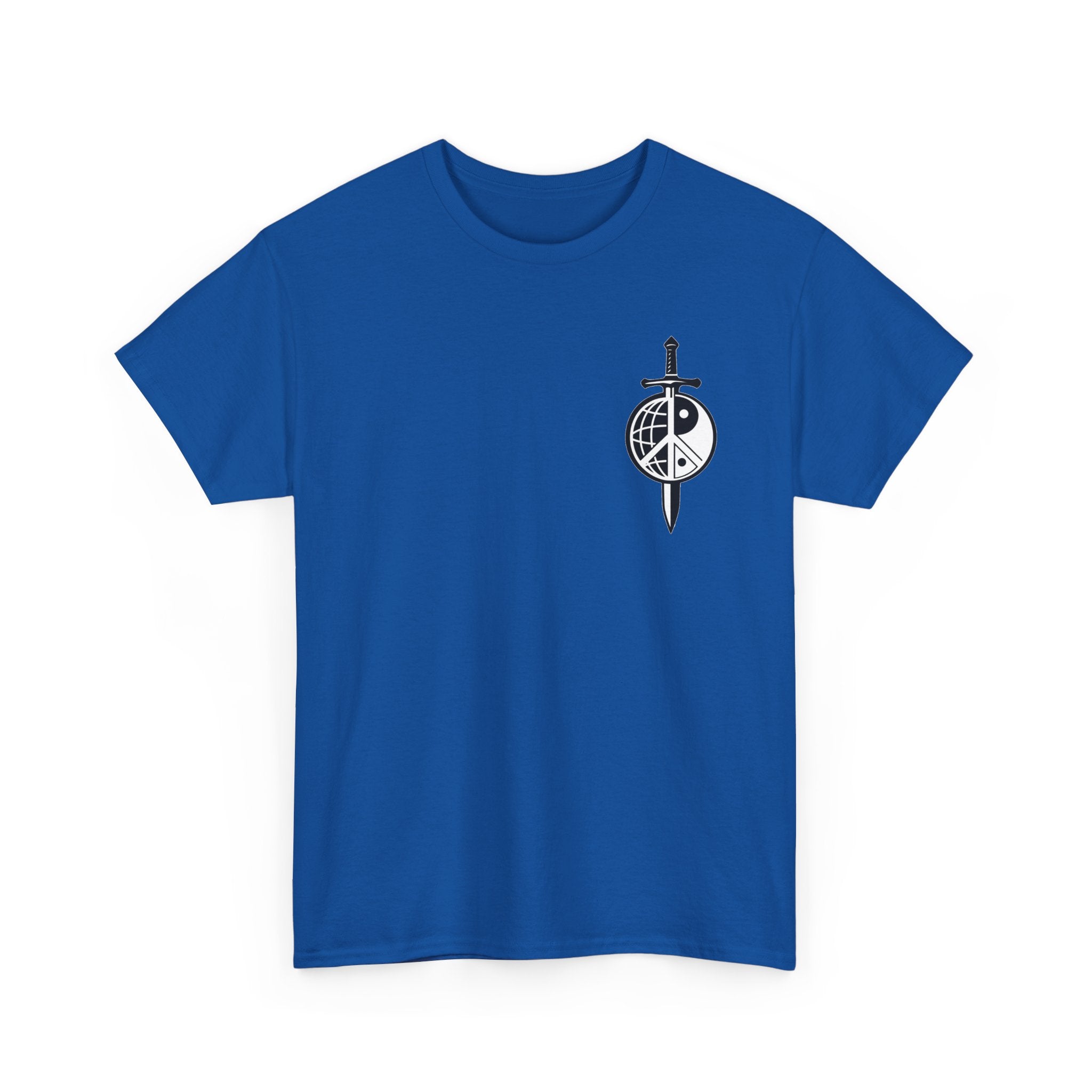 Symbol of Peace Graphic Tee — Sword & Shield Logo T‑Shirt