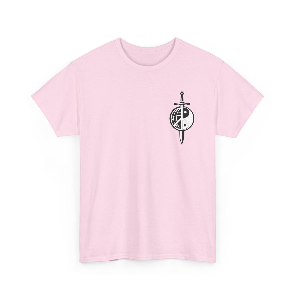 Symbol of Peace Graphic Tee — Sword & Shield Logo T‑Shirt