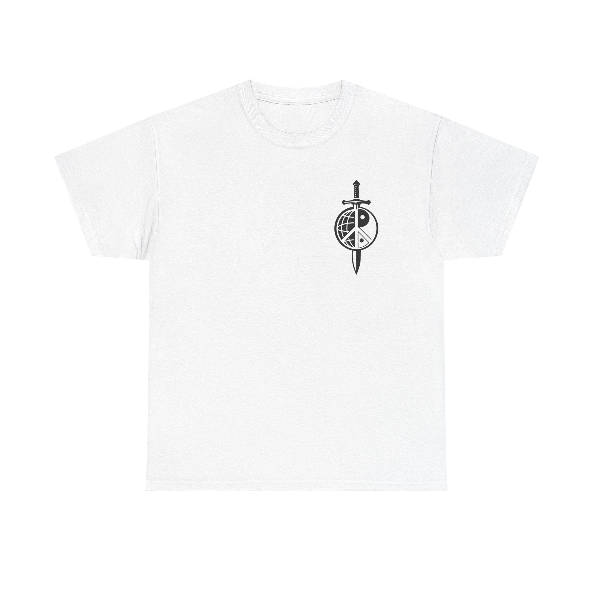 Symbol of Peace Graphic Tee — Sword & Shield Logo T‑Shirt