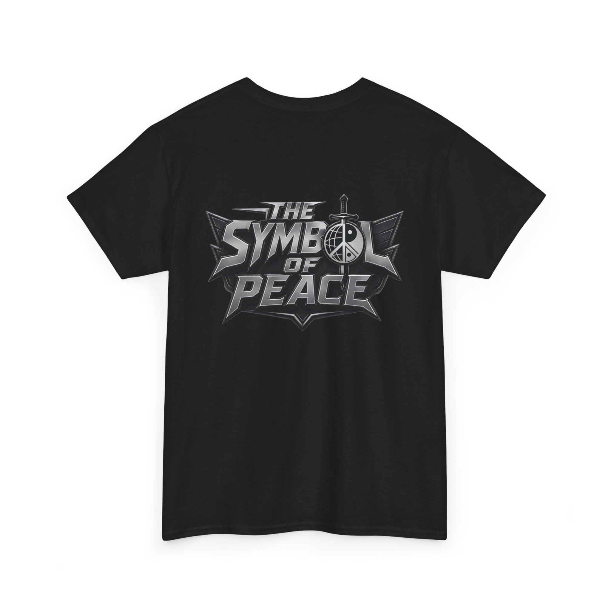 Symbol of Peace Graphic Tee — Sword & Shield Logo T‑Shirt