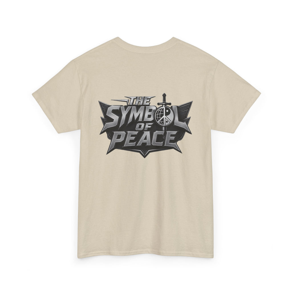 Symbol of Peace Graphic Tee — Sword & Shield Logo T‑Shirt