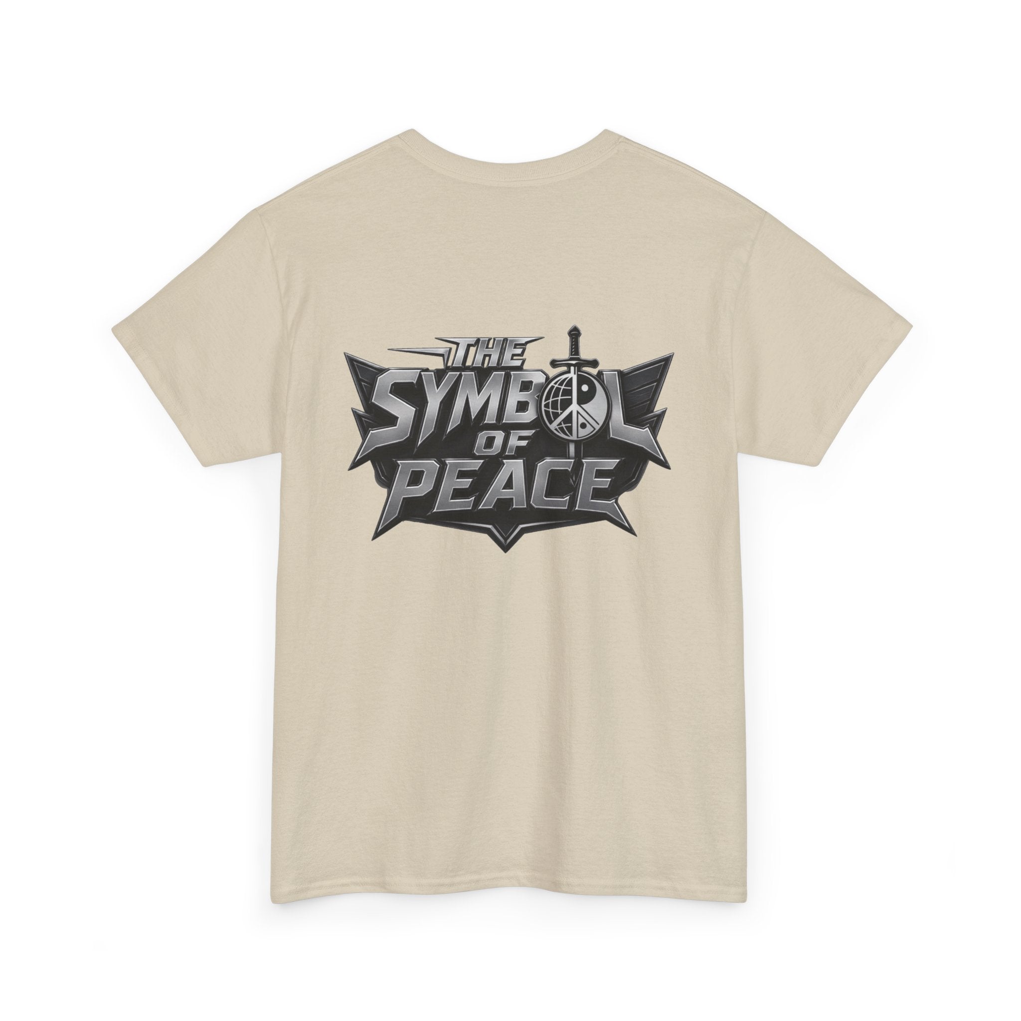 Symbol of Peace Graphic Tee — Sword & Shield Logo T‑Shirt