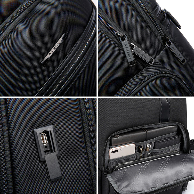 Backpack New Men's Backpack Simple Computer Bag Business Travel Large Capacity Multi-Function USB School Bag